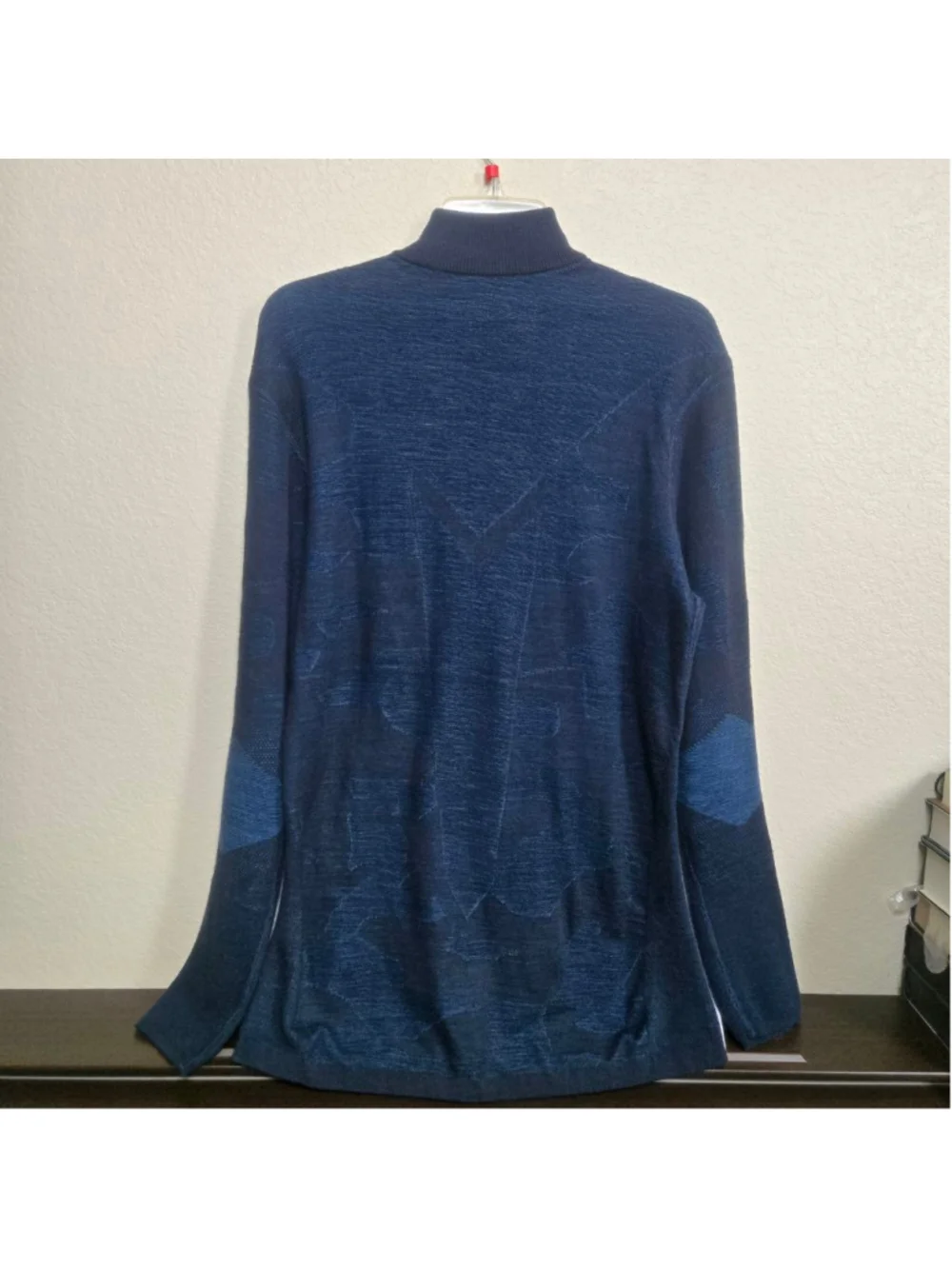 Smartwool blue camo intraknit 200 1/4 zip pullover men's L wool blend baselayer